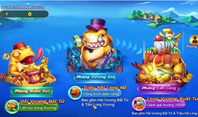 Chinh Phục Bắn Cá Royal Fishing Xoso66 Săn Thưởng Jackpot Cực Lớn 2 Các phòng chơi trong game Bắn Cá Royal Fishing Xoso66