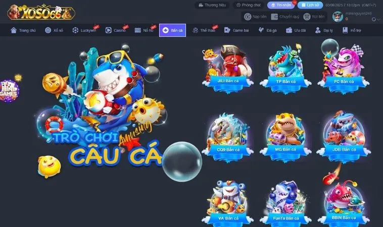 Chinh Phục Đại Dương Bắn Cá Tại Xoso66 Săn Jackpot Cực Dễ 1 Giao diện sảnh Bắn Cá Xoso66 thiết kế đẹp, ấn tượng