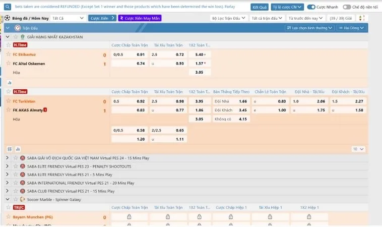 Bảng kèo cá cược bóng đá Xoso66 